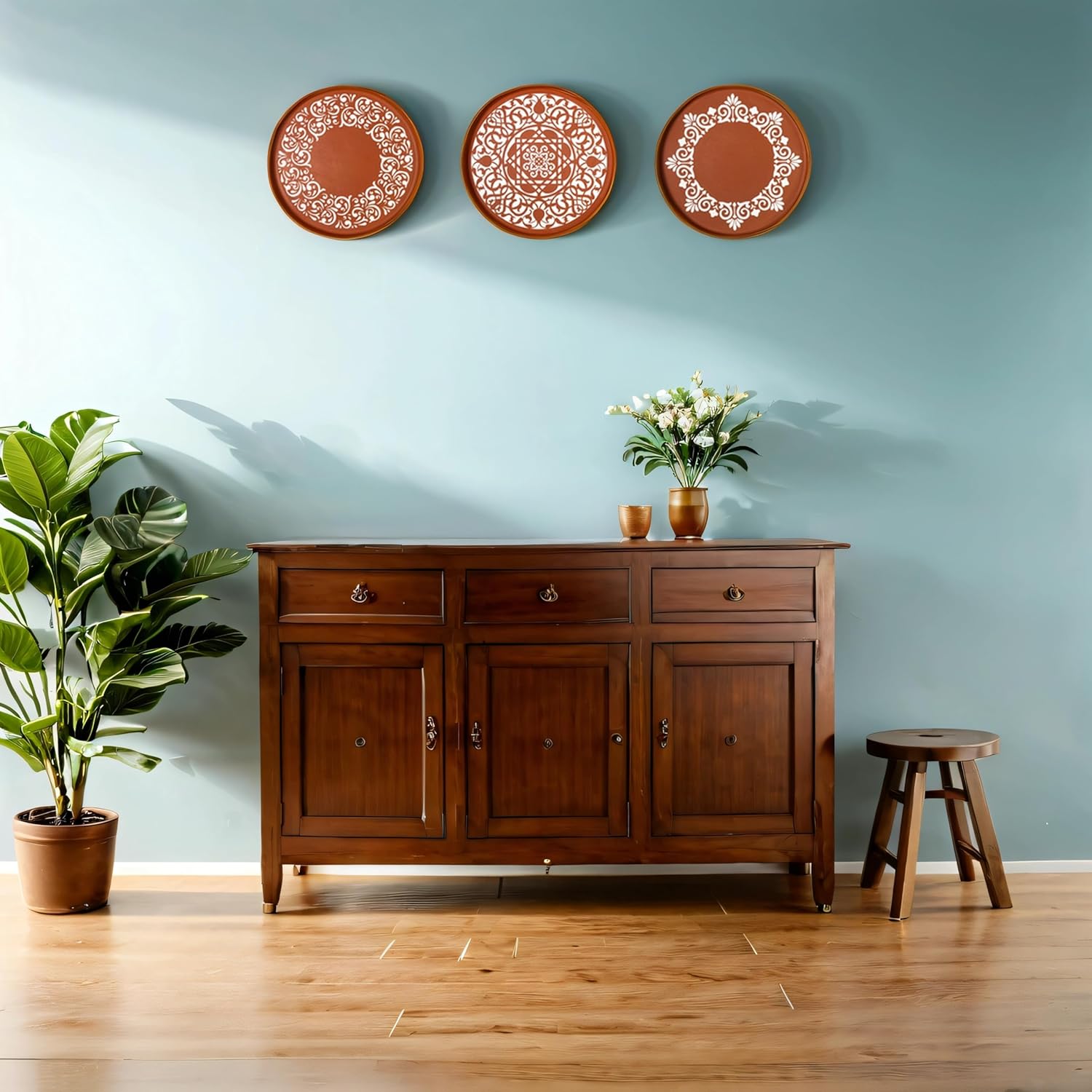 Handcrafted Terracotta Mandala Wall Art Set | Set of 3