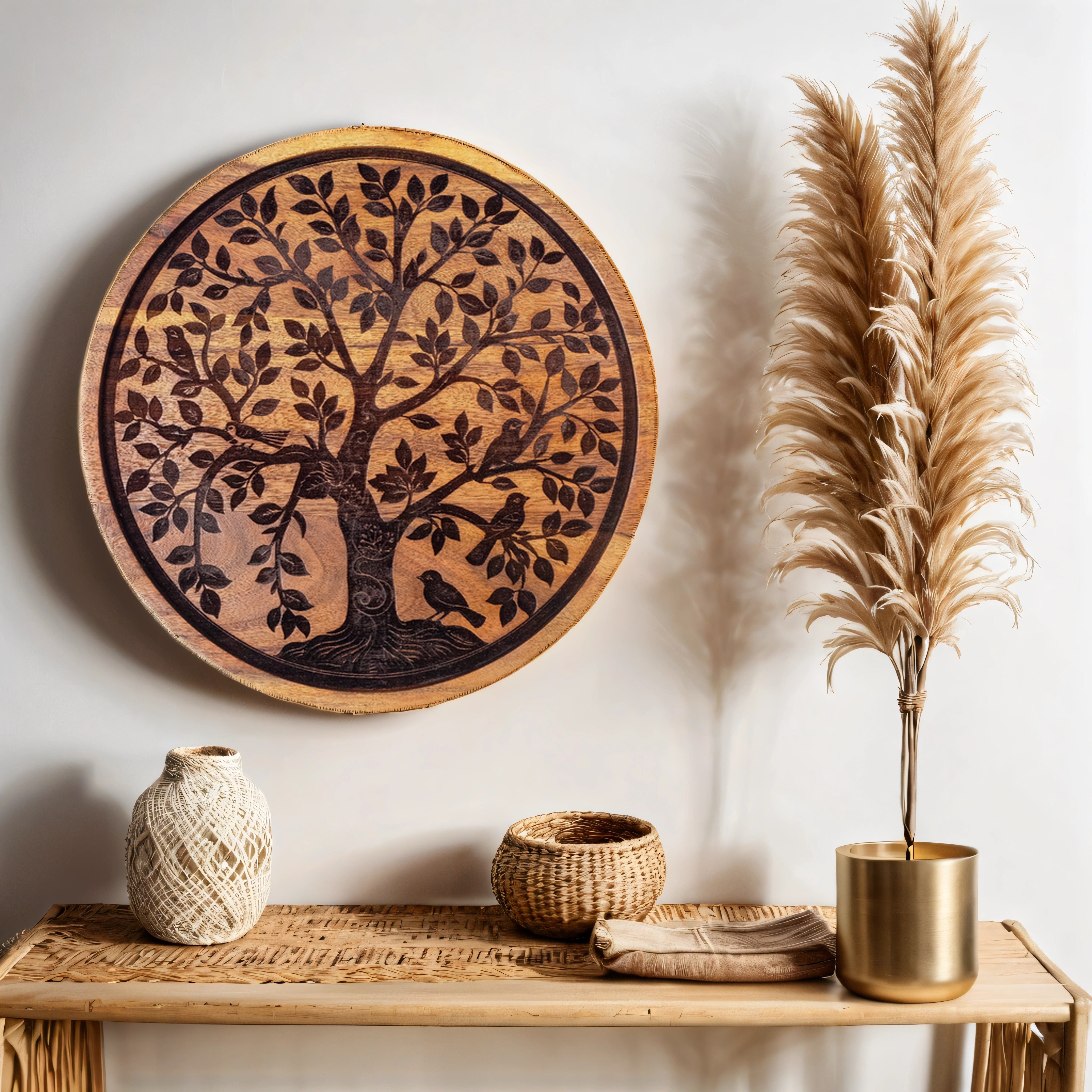 Rustic Elegance Handcrafted Acacia Wood Wall Plate (12 Inches)