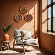 Intricately Carved Floral Patterns | Handcrafted Acacia Wood Wall Plate | Set of 3