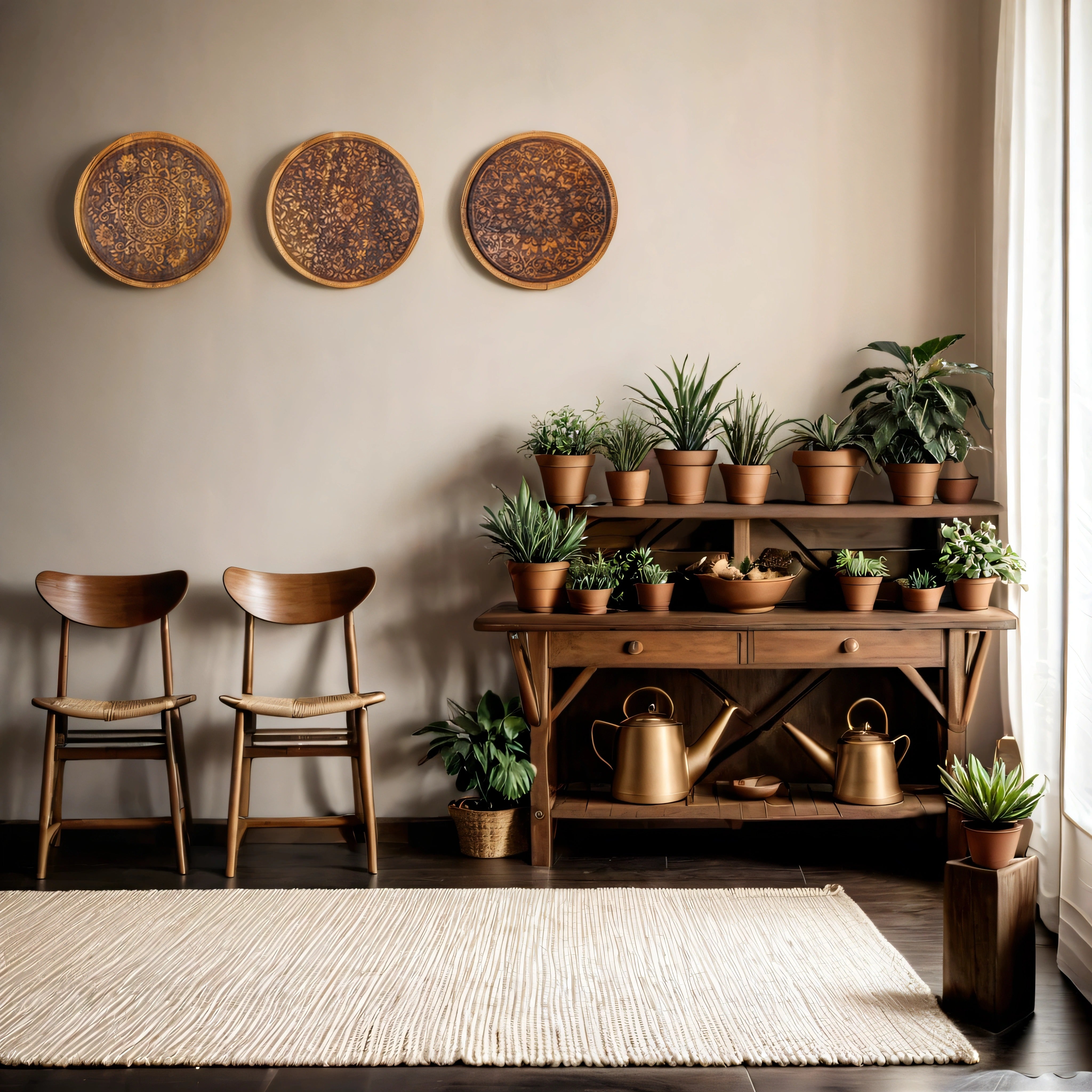 Rustic Floral Handcrafted Wooden Plates | Set of 3