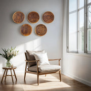 Handcrafted Acacia Wood Wall Art Set | Intricate Carved Floral Designs | Set of 5