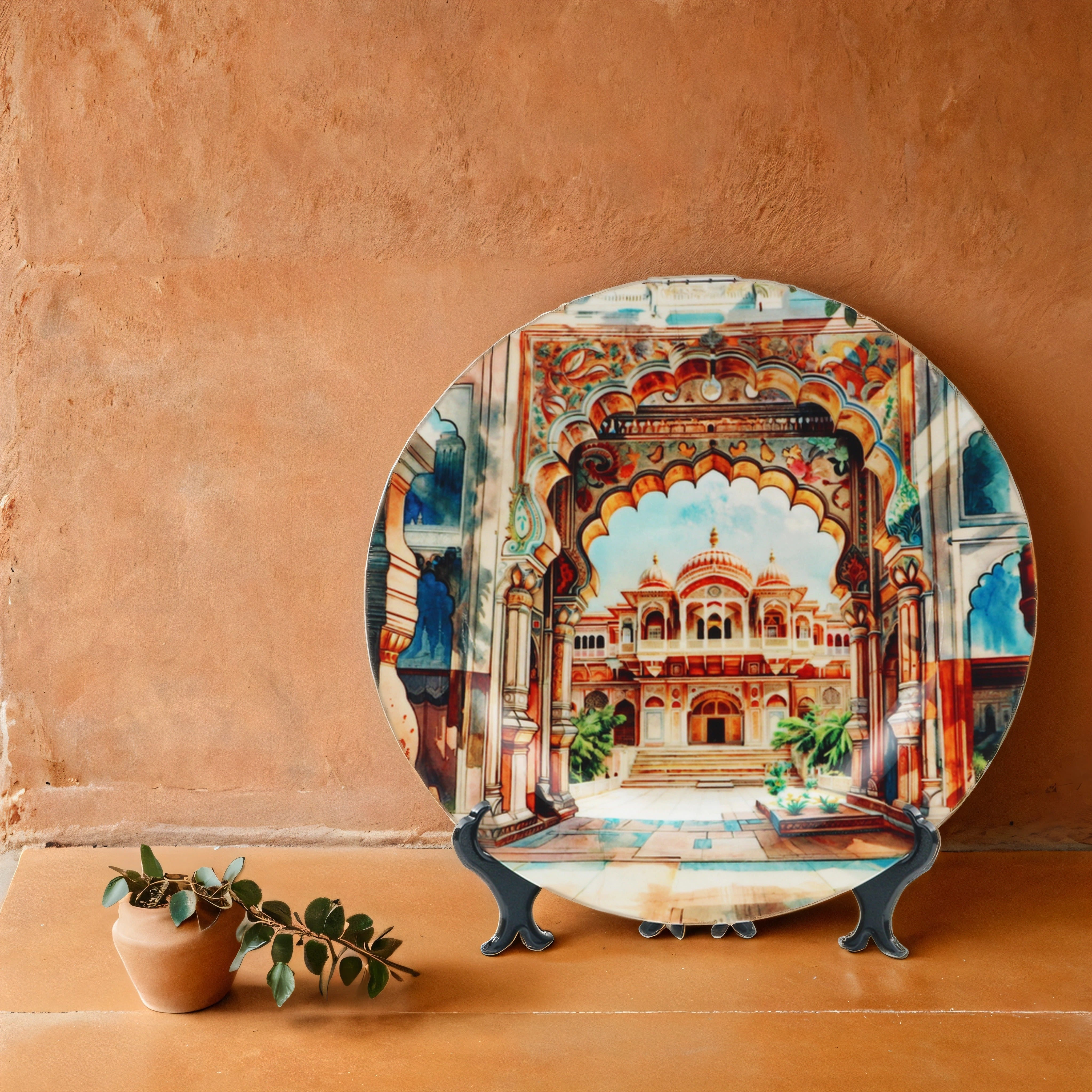 Ceramic Wall Plate with City Palace Jaipur Illustration (10 Inches)