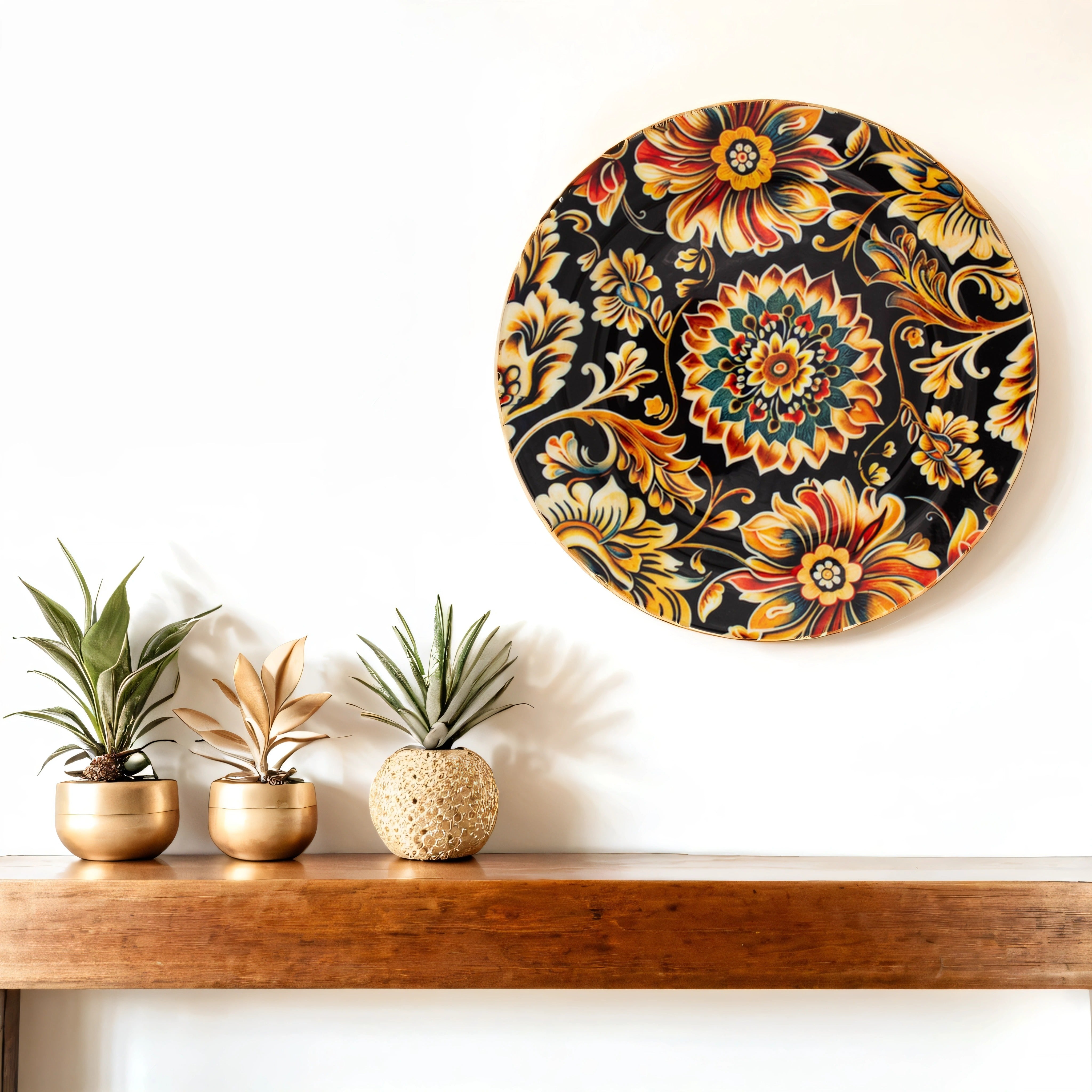 Floral Motif Ceramic Wall Plate (10 Inches)