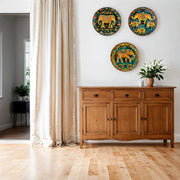 Rajasthani Elephant Ceramic Wall Plate Set | Set of 3