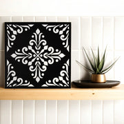 Ornate Black and White Geometric Wall Art Panel (11 Inches)