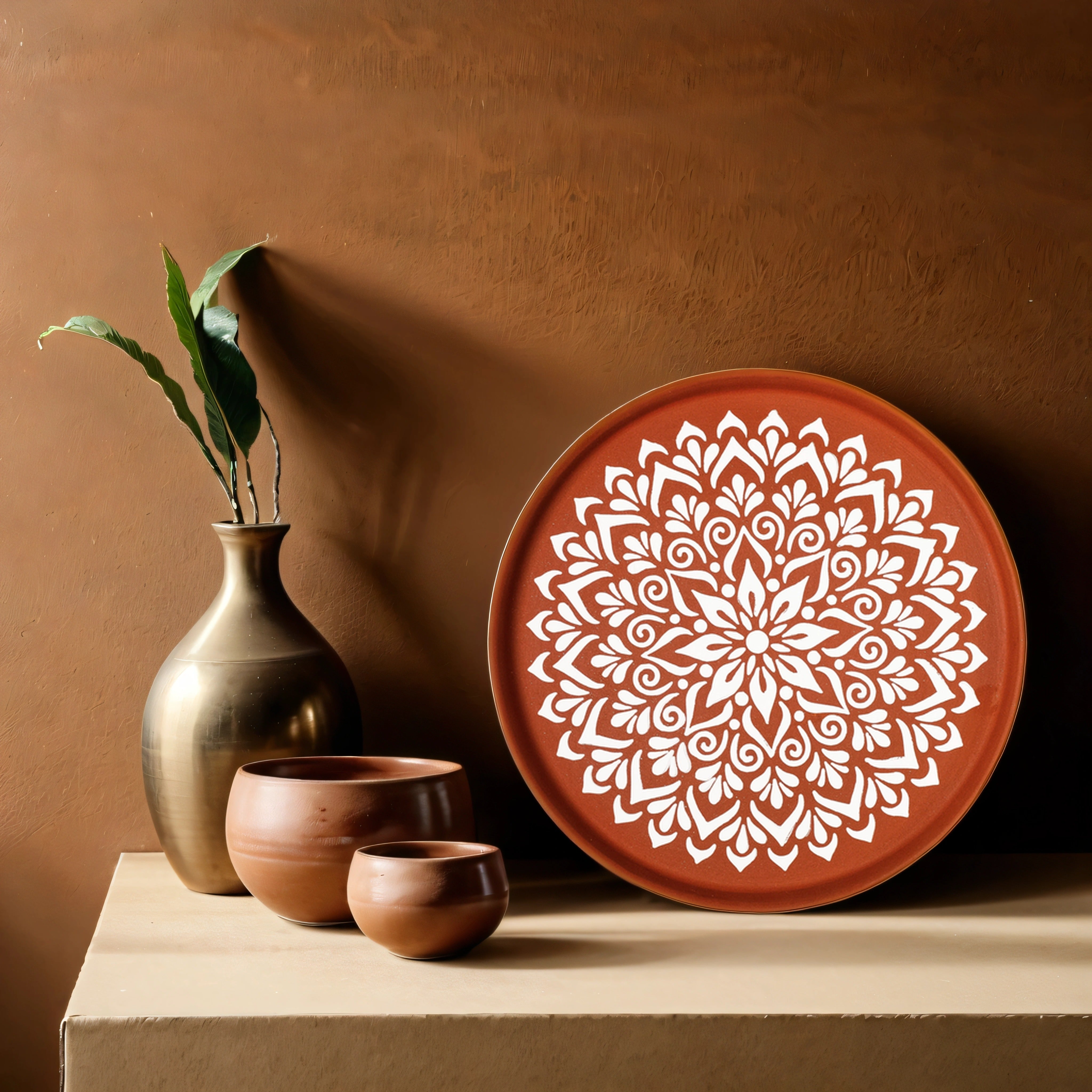 Handcrafted Terracotta Mandala Wall Plate (12 Inches)