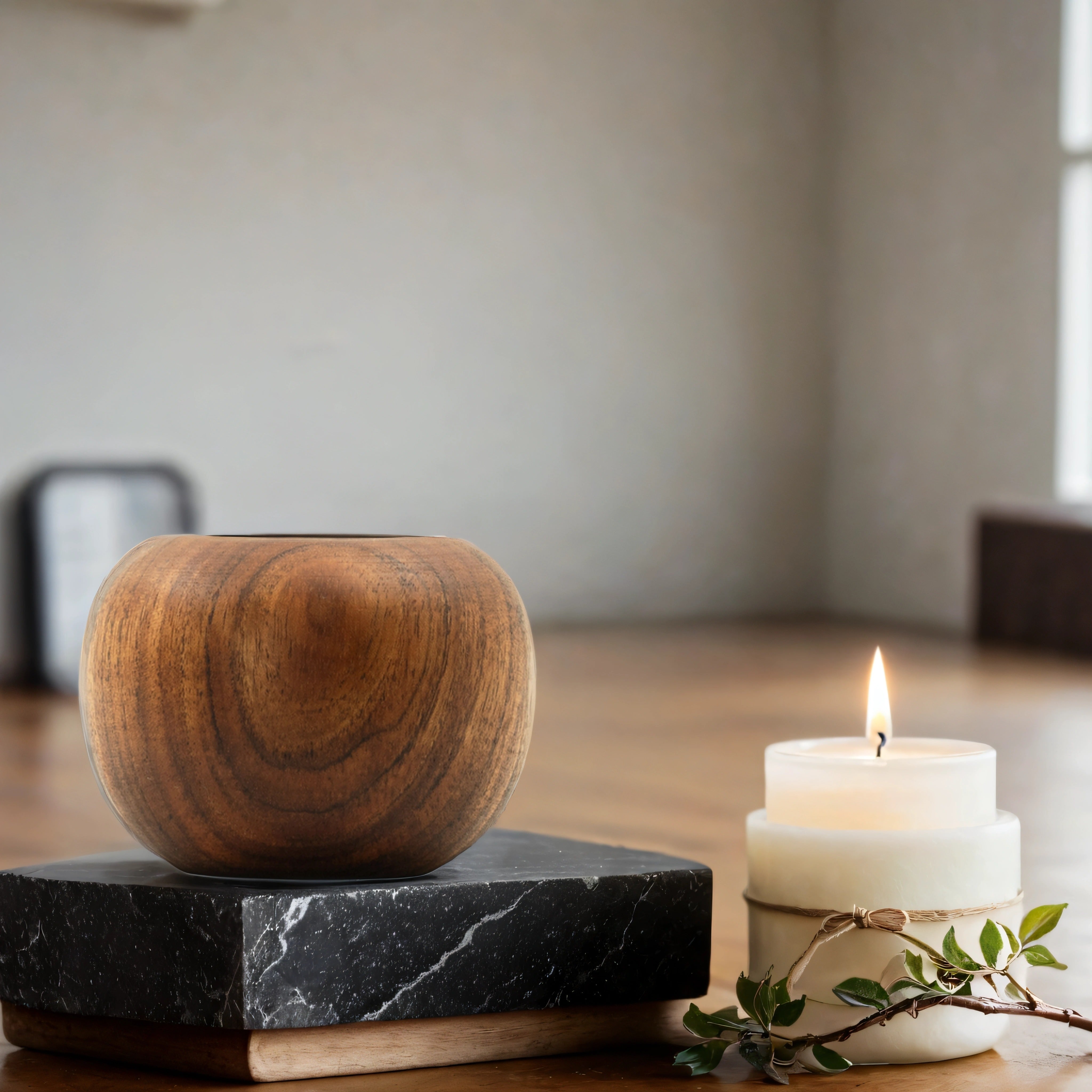 Eco-Friendly Round Wooden Vase for Rustic