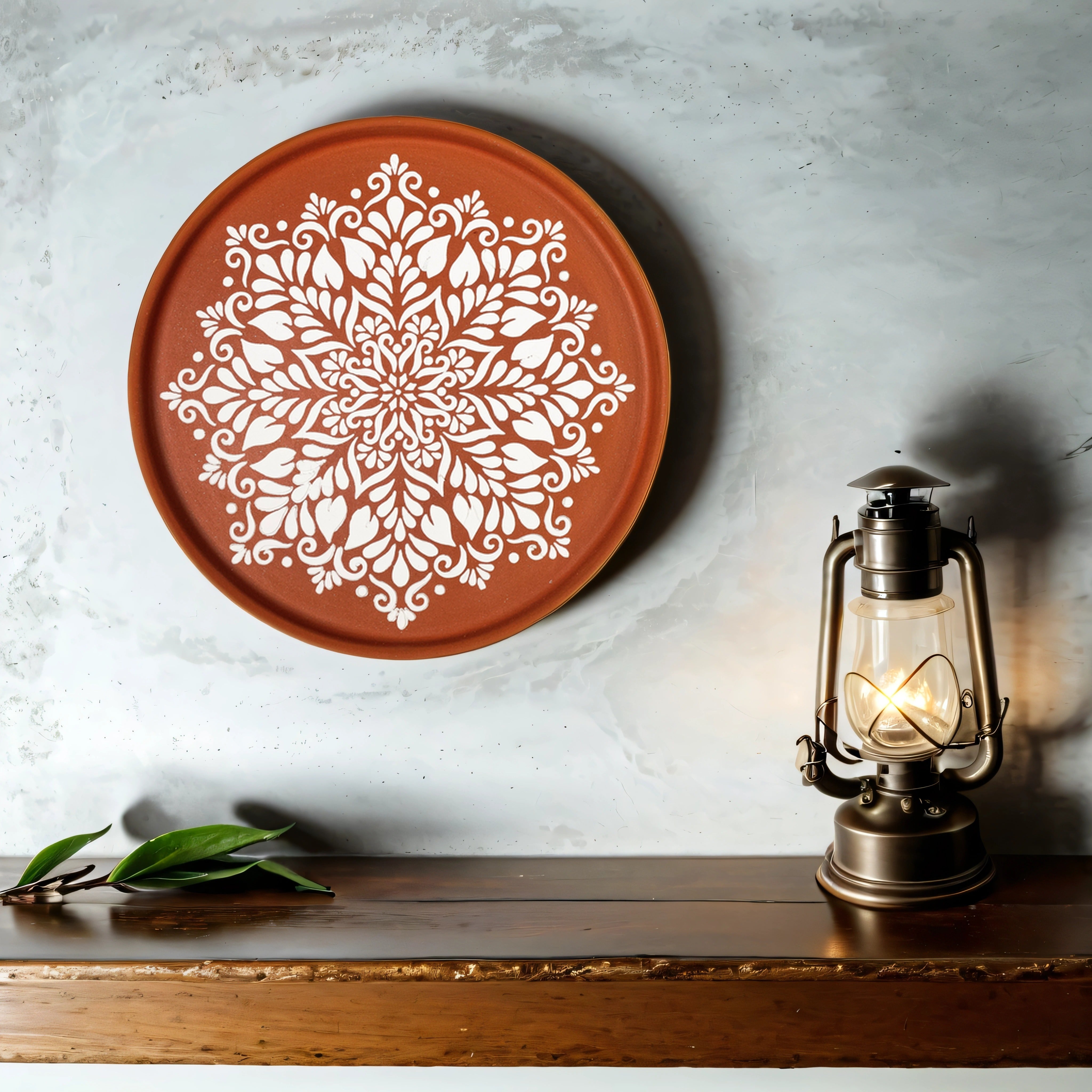 Hand-Painted Decorative Terracotta Plate (12 Inches)