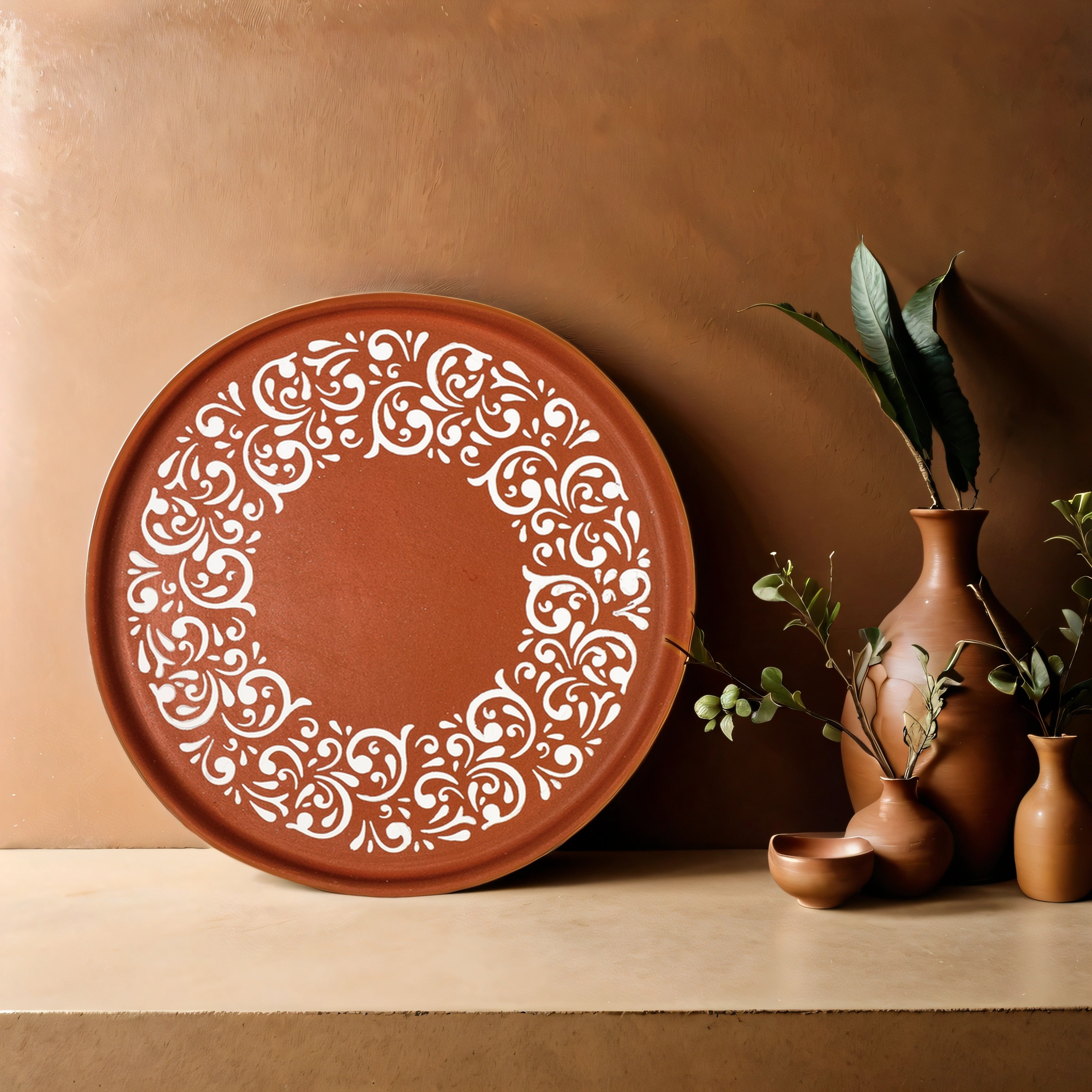 Handmade Terracotta Mandala Wall Art Plate | Bohemian Home Decor (12 Inches)