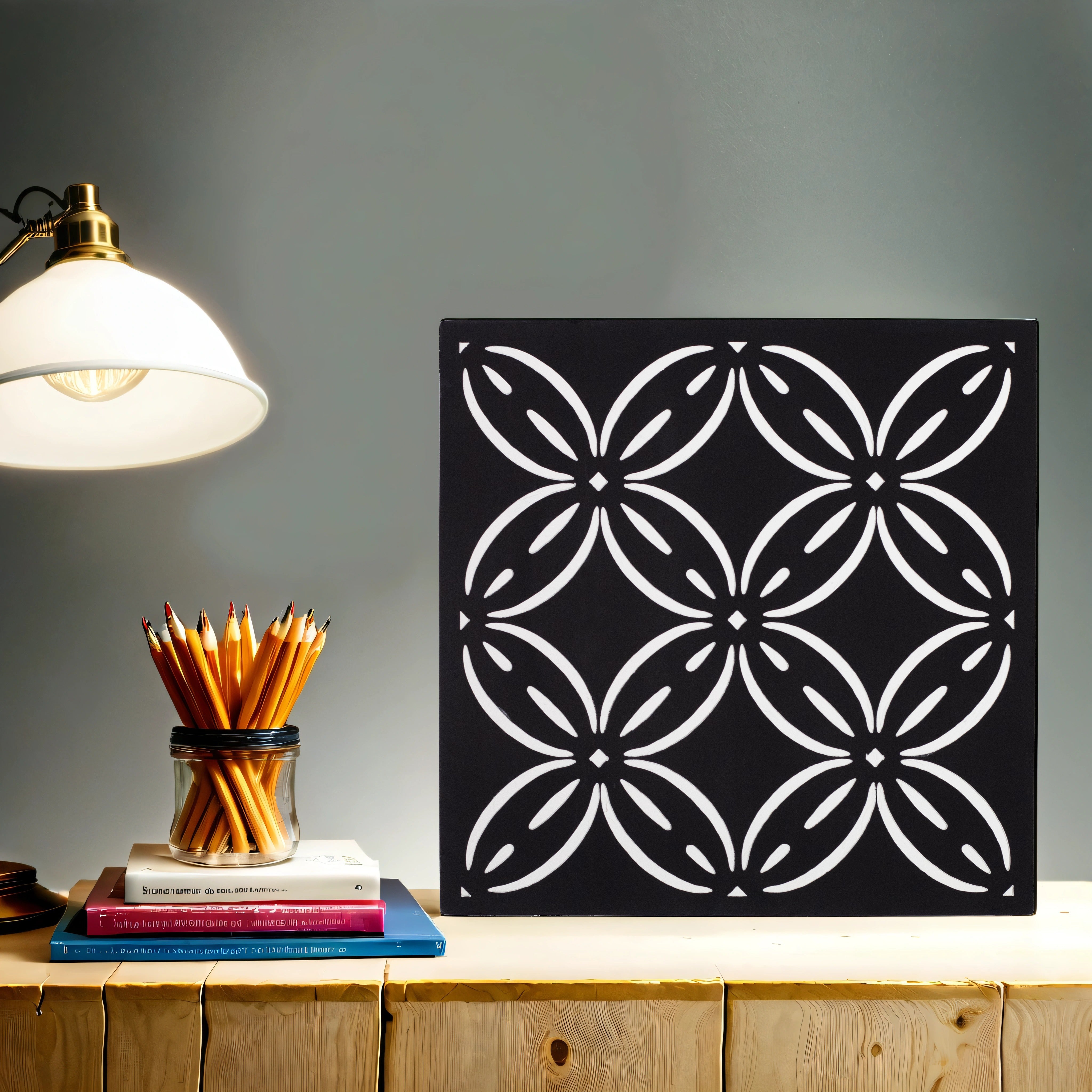 Geometric Elegance Black & White Wall Art (11 Inches)