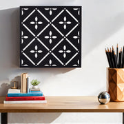 Floral Art Deco Black & White Wall Art Panel (11 Inches)