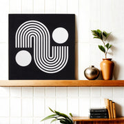 Geometric Minimalist Black and White Wall Art Panel (11 Inches)