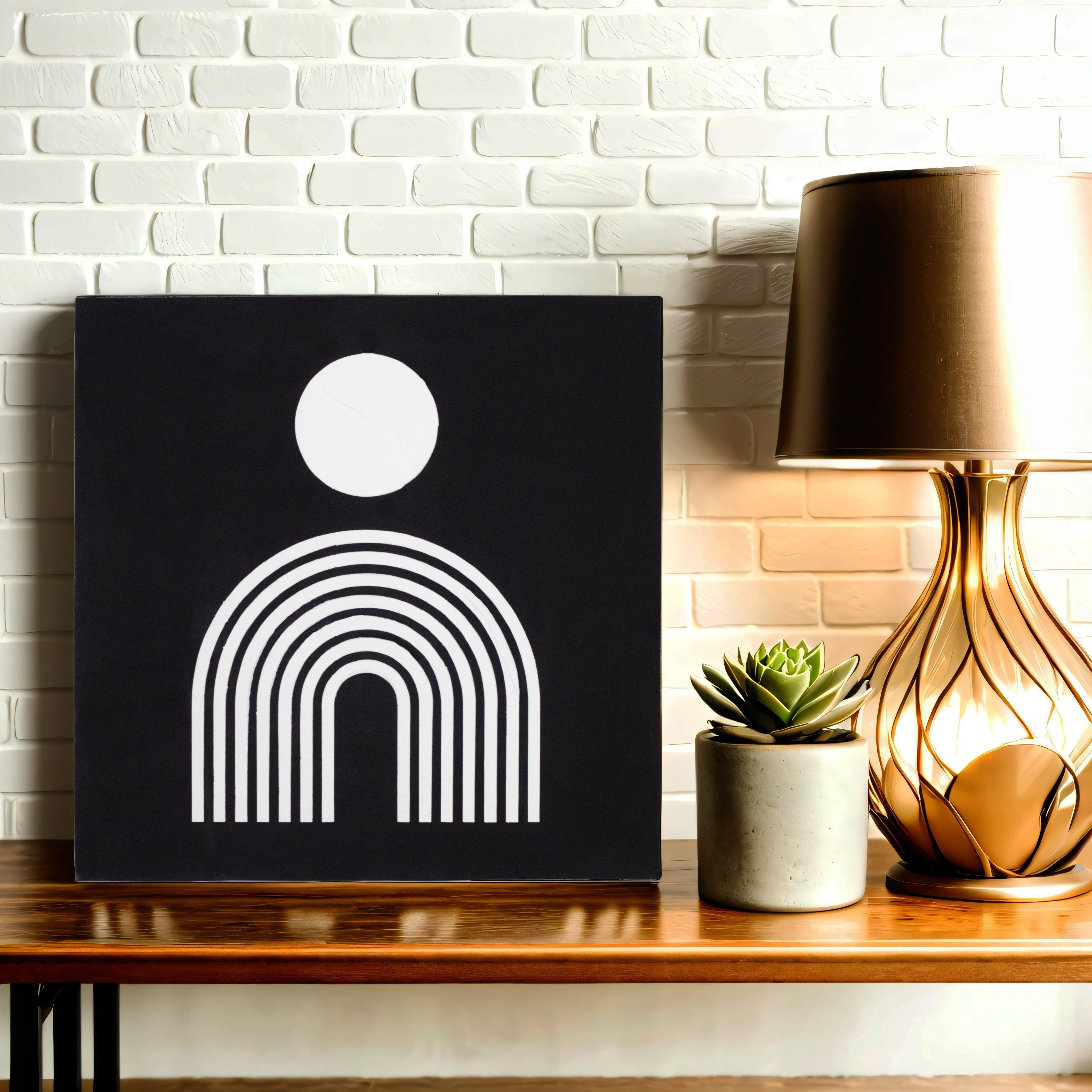 Modern Abstract Black & White Wall Decor (11 Inches)