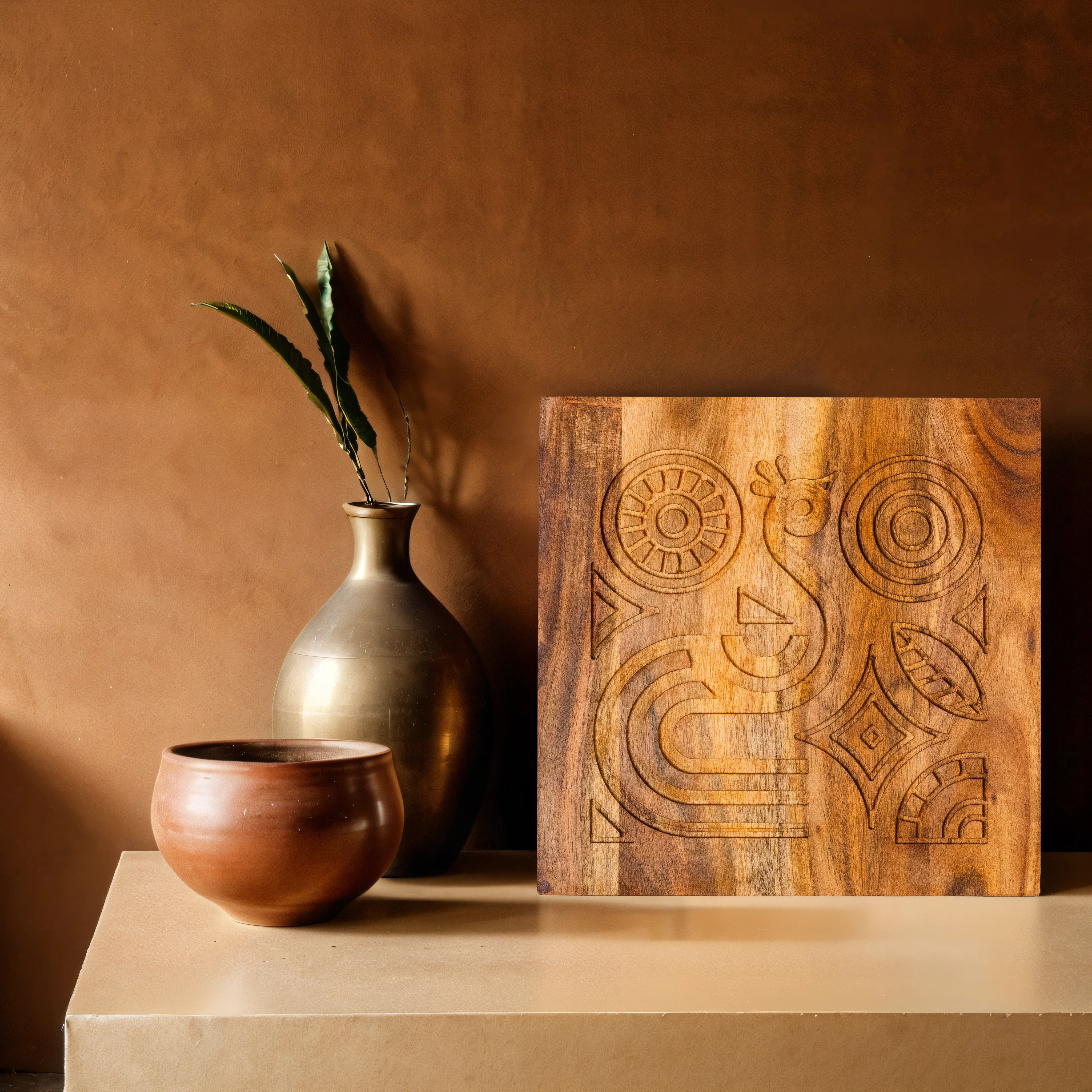 Peacock Elegance Geometric Design Panel (11 Inches)