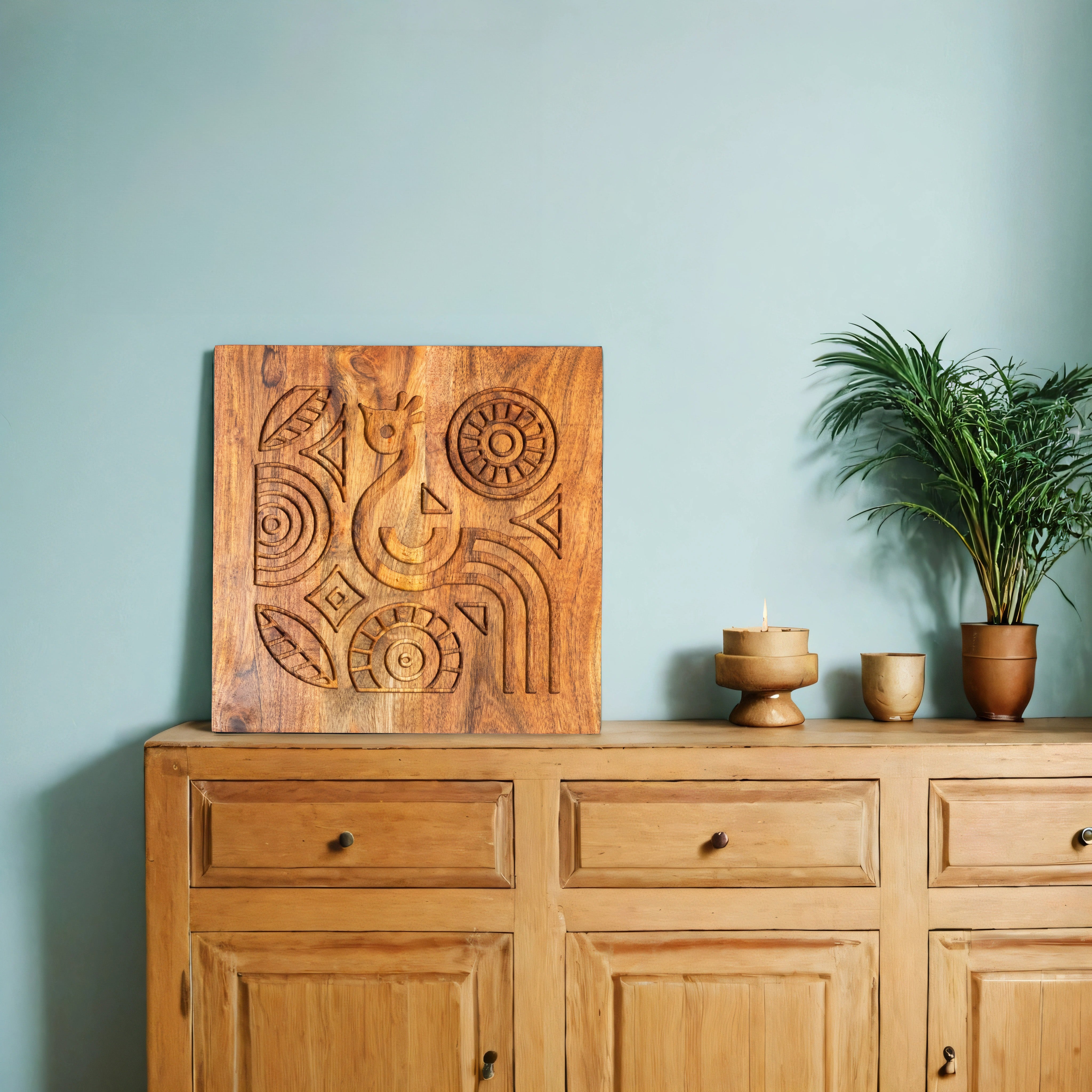 Peacock Radiance Wood Art Panel (11 Inches)