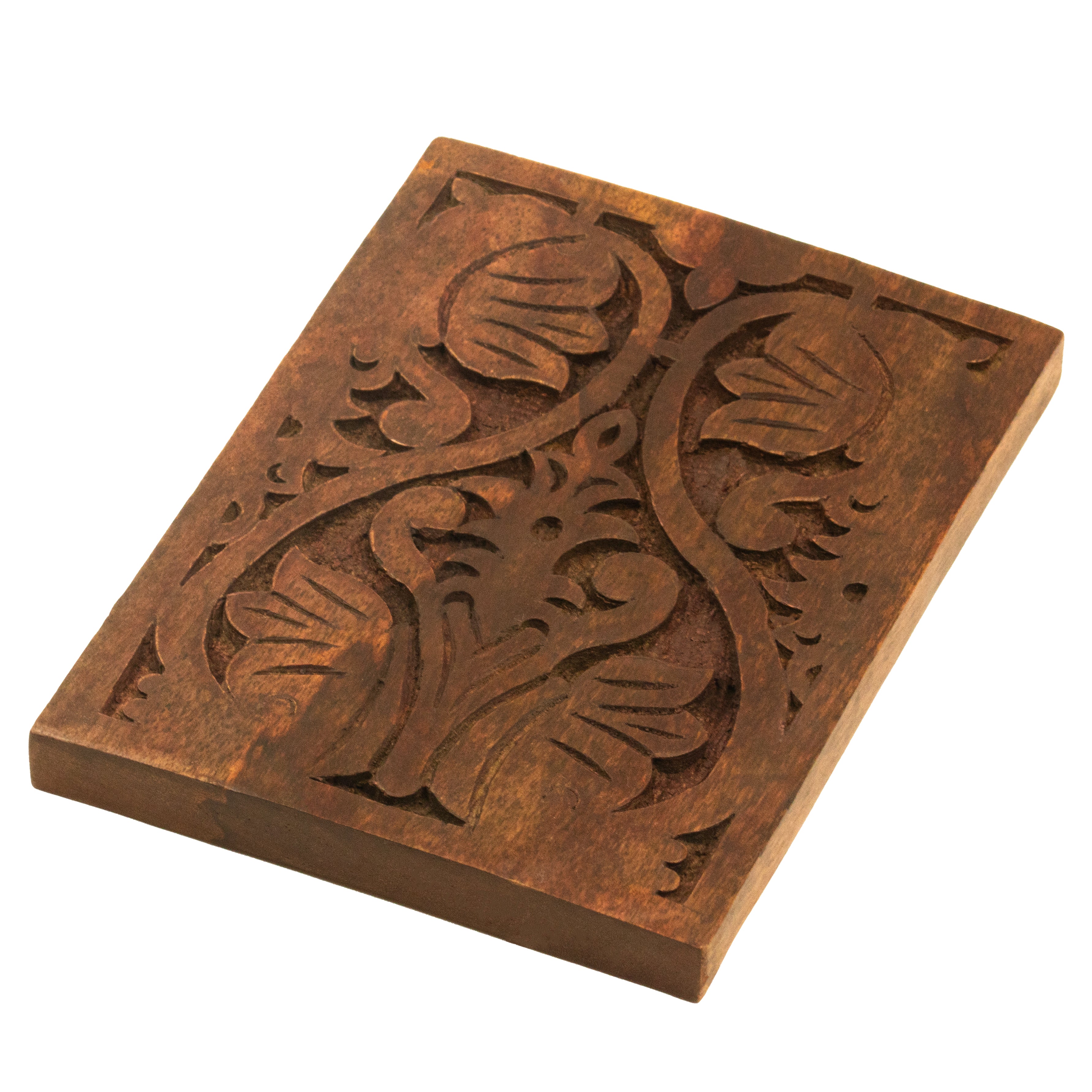 Timeless Bloom – Artisanal Engraved Wood Panel – Aari Decor